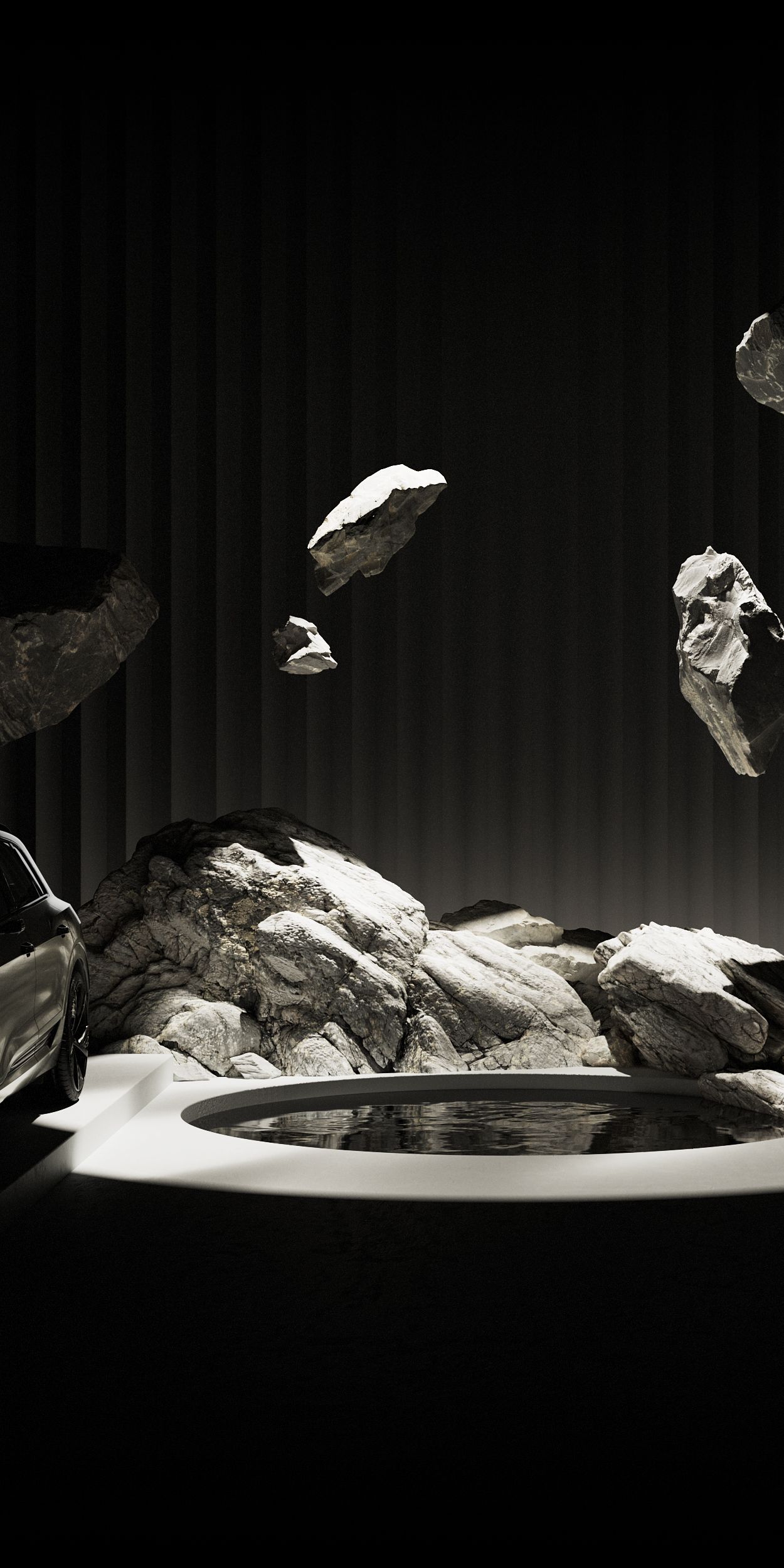 Leteće stijene između dva automobila